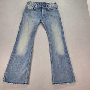 Diesel Zathan Jeans Mens 29x32 Light Wash Blue Bootcut Thrashed Denim 008AT